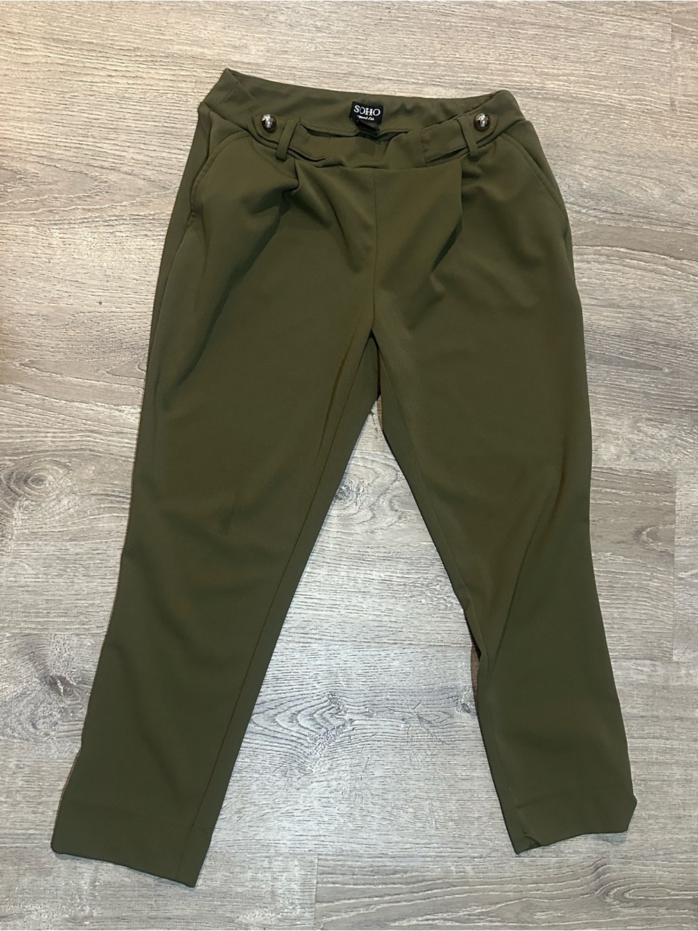 Soho Women’s Olive Green Dress Pants Size M Straight Leg Career Office Casual